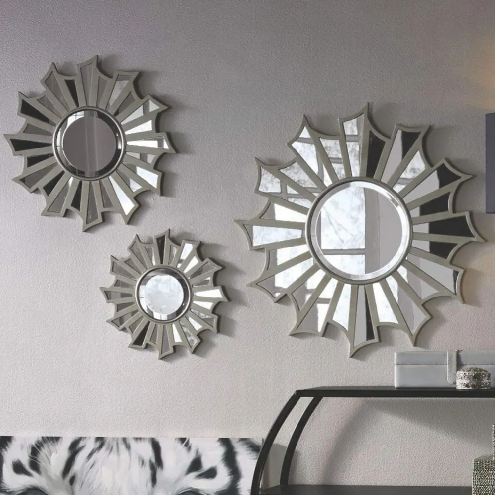Silver Abstract Style Glass Decorative Mirrors​​​